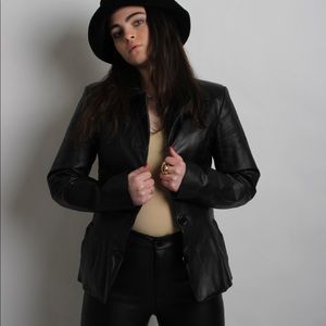 Vintage top gun leather lined blazer xs